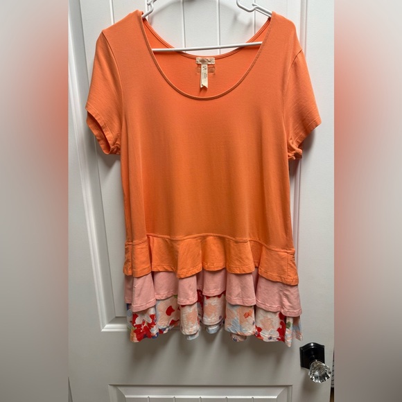 Matilda Jane Tops - Matilda Jane Womens Peplum Tier Ruffle Top Tee Happy & Free Dream Puff Large EUC